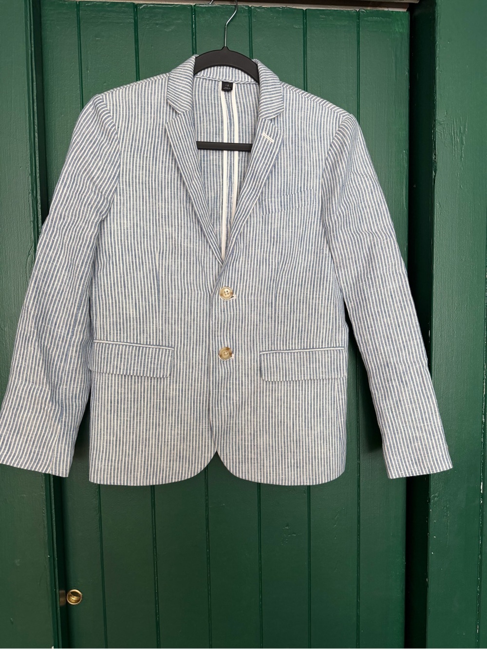 Boy’s Blue & White Striped Seersucker Blazer